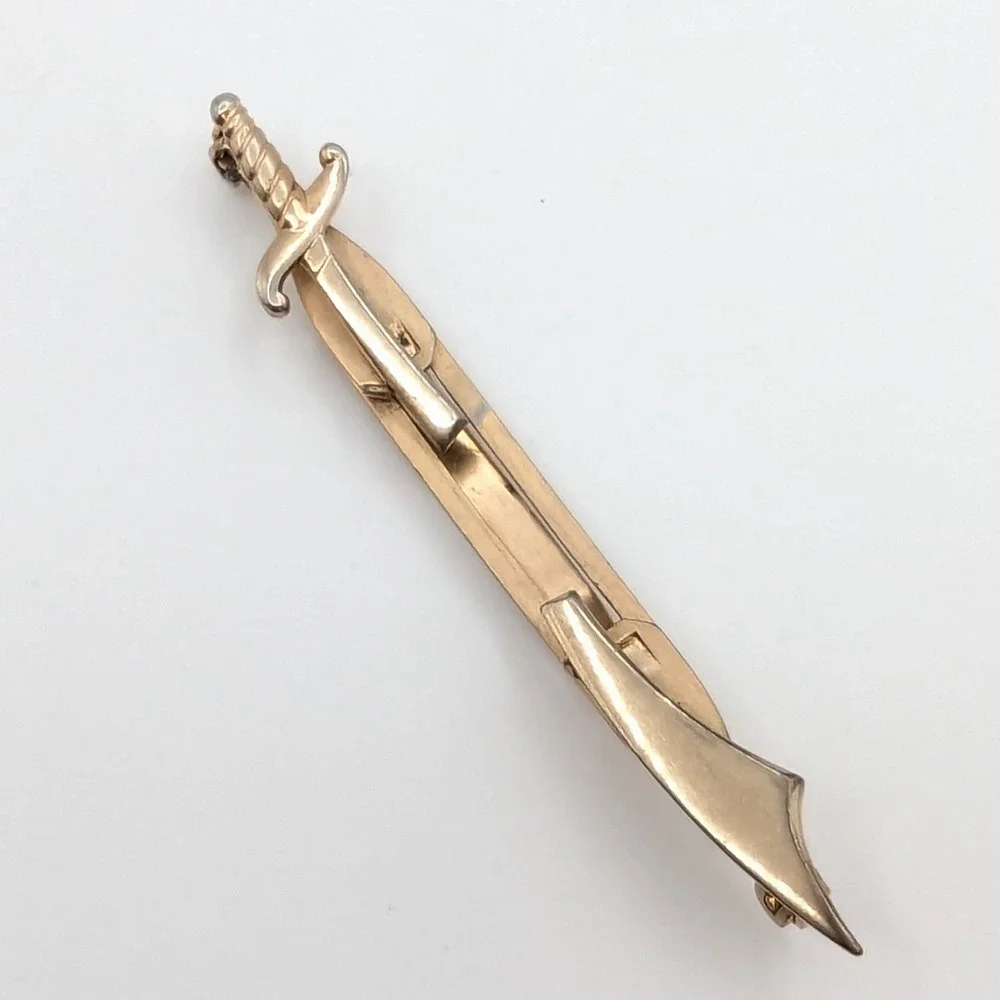 Vintage Anson Gold Tone Sword Scabbard Tie Clip Pat‎ Mens Accessory